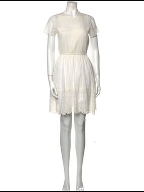 Doen White Lace Hem Short Sleeve Dress